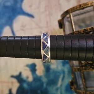 Vintage Sterling Silver, Lapis & Turquoise Ring Size 8